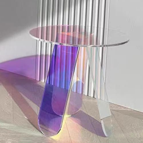 POWRZZZY Runder Couchtisch,Einfacher Moderner Mitteltisch,Industrieller Beistelltisch,Minimalistischer Couchtisch,Kann Buntes Licht Drucken,für das Wohnzimmer,das Home Office(50x50x60cm)