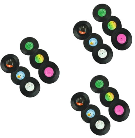 Cabilock 18 Piezas Posavasos Disco Disco Portavasos Posavasos de de Vinilo Posavasos de Corcho Base de Corcho Posavasos Antiguos Posavasos para Bebidas