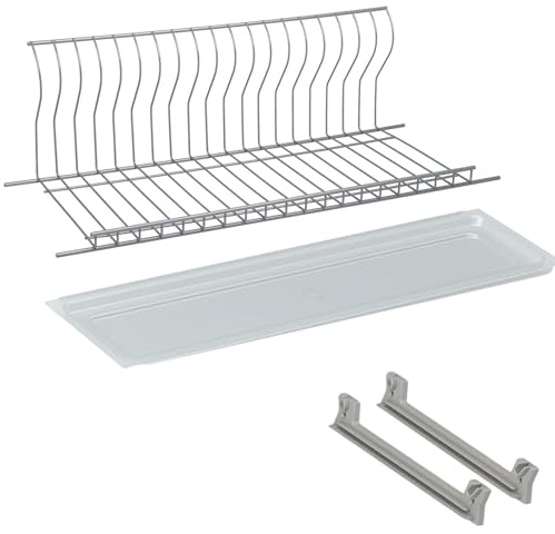 Scolapiatti in Cromo Protetto con Griglia Verticale - 86 cm, Alta Qualità, Ideale per Pensili da Cucina da 90 cm. Antiruggine, perfetta sostituzione, comprende portabicchieri e vaschetta