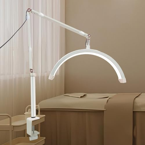 LED-Lampe Halbmond für Wimpernverlängerung und Nagelkunst – Professionelle Stehlampe für die Augenpflege (weiß)