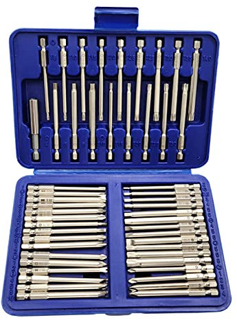 Lot de 50 embouts de tournevis de sécurité pour tournevis extra long avec étui en U plat