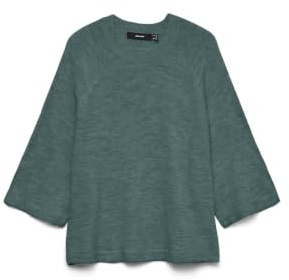 Vero Moda Vmlefile Noos - Jersey de Cuello Redondo 3/4, Bálsamo Verde, L