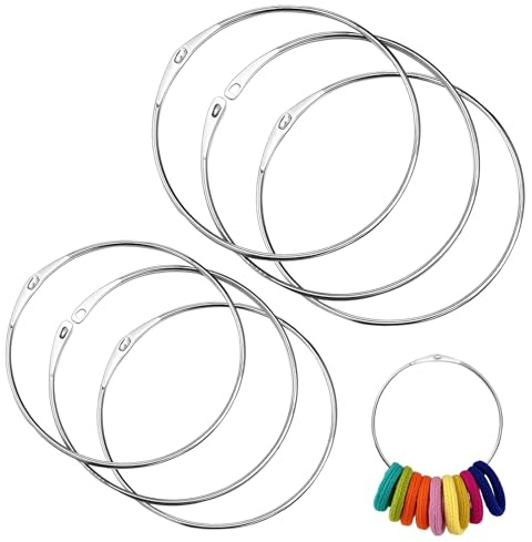 QMLING 6 anillos de metal grandes de 150 mm y 120 mm, anillo de metal con cierre rápido, versátil anillo de metal para colgar llaves (plata)