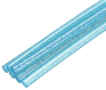 QUARKZMAN 6 Stück Heißklebestift 7mm x 200mm Heißkleber Klebestifte EVA Klebesticks Heissklebepistole für Klebepistole DIY Ersatzsticks Holz Kunststoff Handwerk Glitzer klar Blau