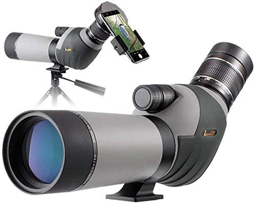 20-60x80 Zoom-Spektiv HD 24 mm BAK4 abgewinkeltes großes Okular Dual Focus Adapter Wasserdichtes Zielfernrohr für die Vogelbeobachtung Wildtiere Zielschießen Jagd