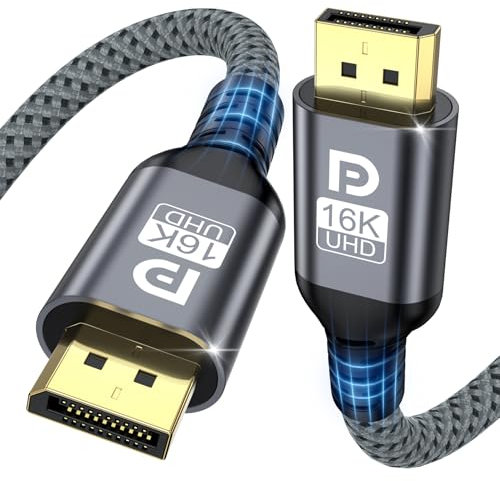 TEFLOTY Cavo DisplayPort 2.1 16K cavo Display Port 80Gbps 16K@60Hz, 8K@120Hz, 4K @240Hz/165Hz/144Hz, Cavo DP Compatibile con HDR10, FreeSync, G-Sync, per PC, Monitor, Scheda grafica, Gaming