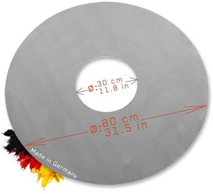 FENNEK Feuerplatte Ø 80 cm mit Ø 30 cm Loch | Grillring aus 5,0 mm Feinkornstahl | Für Feuertonne, Feuerschale, Fassgrill, Kugelgrill | Große Öffnung | Made in Germany