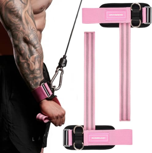 M MANUEKLEAR Correas de muñeca para levantamiento de pesas, correas de levantamiento de gimnasio con anillos en D para máquina de cable, muñequeras de levantamiento de pesas para hombres y mujeres