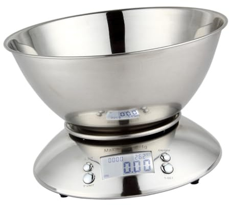 Cabilock 1 Ensemble Balance de Cuisine Électronique Multifonctionnelle Acier Inoxydable Bol Amovible Outil de Pesée pour Cuisine Design Élégant