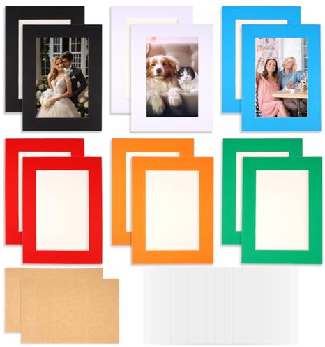 EXIN DECHEN 12 Pezzi Cornice Foto 10x15 cm,Cornici Colorate Set con Pellicole trasparenti per Foto e Puntini adesivi,Passepartout Cartone per Inquadrare Foto, Poster, Stampe d'arte