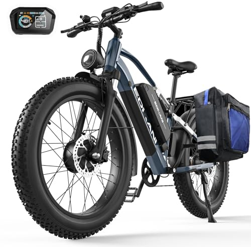EDIKANI E Bike for Adults Electric, 48MPH Peak 5000W Dual Motor Electric Bike for Adults, Max 160 Miles 52V 38AH Dual Battery Fat Tire Ebike (with Saddlebag, Grey)
