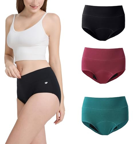 High Absorbency Incontinence Pants Women, High Waisted Absorbent Leakproof Incontinence Underwear for Women Washable Period Panties for Postpartum Menstrual, 3 Pack XXL