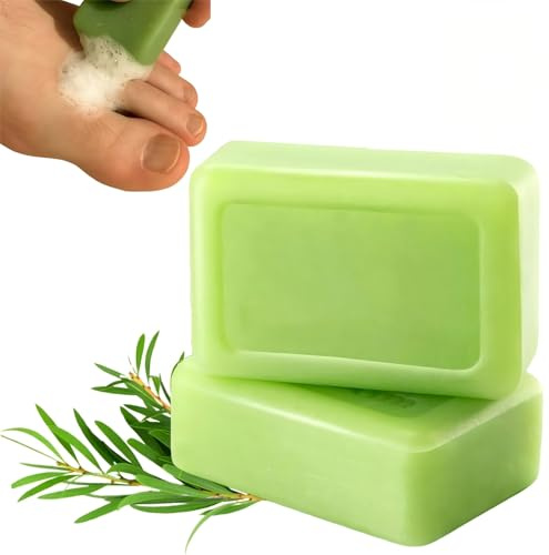Barra di Sapone all'Olio di Tea Tree 2-Pack con Olio di Cocco, Sapone Naturale per Piedi e Corpo per il Controllo degli Odori, Pulizia Rinfrescante per Donne e Uomini (2Pezzo)