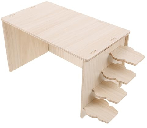 SHINEOFI Maison Bois Massif pour Hamster et Cobaye Abri Chaleureux et Décoratif avec Échelle Habitat Sécurisé pour Petits Rongeurs et Refuge Quotidien
