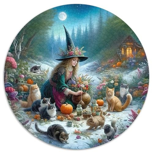 Hexe 1000 Stück Puzzle Rund Fur Erwachsene Und Kinder Blumen Geschicklichkeitsspiel Geschenk Fordernd Kleinkinder Groß 1000pcs (67.5x67.5cm)