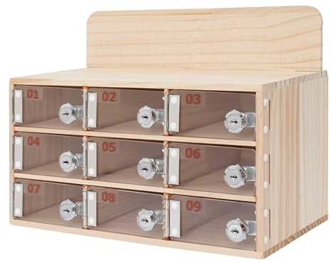 Handy-Spind Box aus Holz mit 30 Fächern, Wandmontage, mit verschließbaren Türen und Schlüsseln für Schulen, Büros, Fitnessstudios und öffentliche Räume – sichere Aufbewahrungslösung