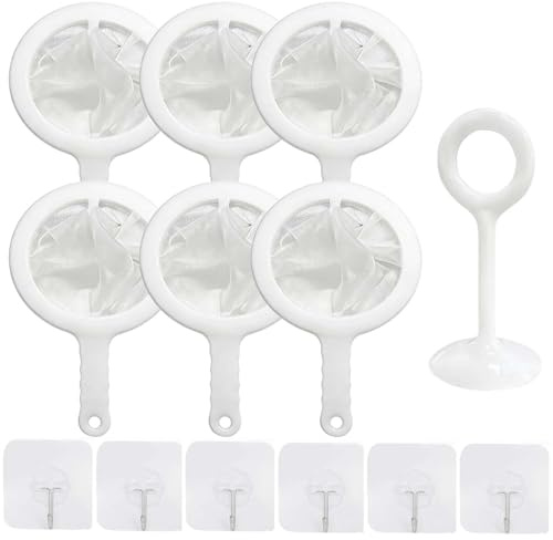 CDDCWZ 6 Colini da Cucina in Nylon con Manico | Maglie 80/100/120/200/300/400, Colini Ultra Fini in Plastica per Latte, Latte di Soia, Vino, Caffè