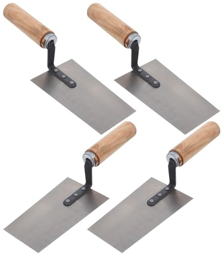 Gatuida Set 4 Pezzi Cazzuole per Stucco in Acciaio Inox, Spatole da Costruzione per Intonaco e Finitura Cemento, Utensili Manuali per Muratura e Lavori di Rifinitura Edilizia