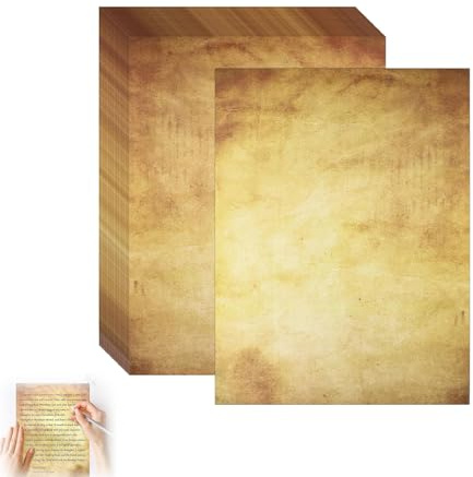 50 Blatt Briefpapier Altes Papier, Urkundenpapier Beige Alt DIN A4 Beidseitig Bedruckbar in 100g, Vintage Papier Braun Motivpapier Bastelpapier für Urkunde Korrespondenz Einladung Geburtstag Menü