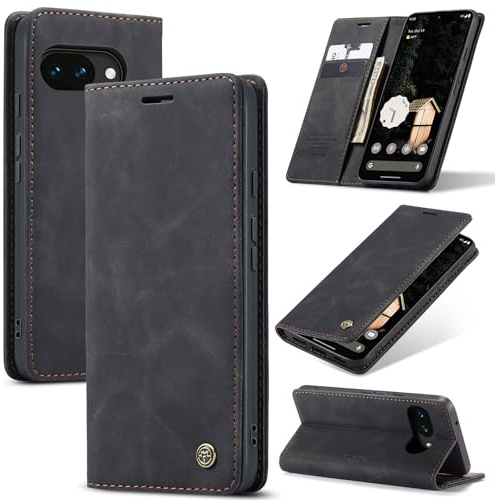 Phernykas Skal för Google Pixel 10a Case, Läderfodral Plånbok Skal, [TPU-skal] [Kortplatser] [Kickstand] stöttåligt folio flipfodral Wallet Leather Cover för Pixel 10a, Svart