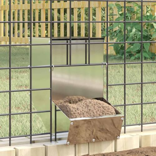 Teenpull Kaninchenfütterer Silber verzinkter Stahl 17,5 x 26 x 28,5 cm Futterautomat mit Haken wetterfest für Innen Außen Futterstation Futterspender und Trinkbrunnen für frische Fütterung