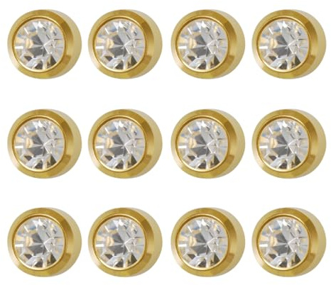 12 Pairs Studex April/Crystal Mini 2mm Gold Plated Bezel Setting Ear Piercing Stud Earrings Birthstone