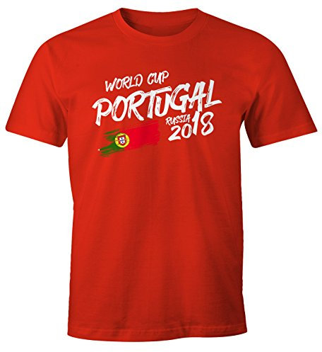 MoonWorks Herren T-Shirt Portugal Fan-Shirt WM 2018 Fußball Weltmeisterschaft Trikot rot XL