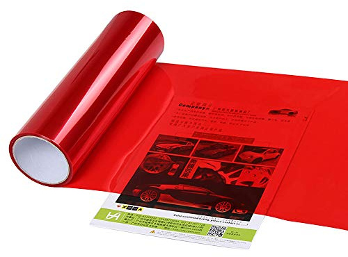 Blackr Autocollant pour phare de voiture, feuille de film vinyle auto-adhésif pour feux antibrouillard, feux arrière, autocollants, rouge, 30 x 60 cm