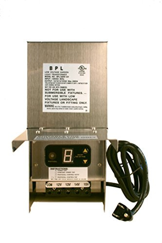 300 Watt Low Voltage Landscape Transformer Multi Tap 120 Volt AC to 12-15V Volt LED & Halogen - Lighting Indoor/Outdoor Weatherproof Power Pack w Digital Timer, Photocell Sensor - Stainless Steel