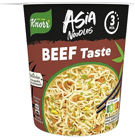 Knorr Asia Noodles Instant Nudeln Beef Taste leckere Asia Nudeln fertig in nur 3 Minuten 63 g