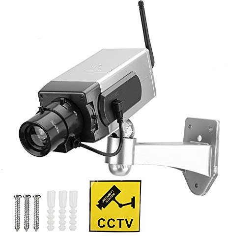 Romanticovideocamera sorveglianza esterno, telecamere finte esterno, Simulazione con monitor reali Fotocamera falsa LED lampeggiante materiale di abs dur