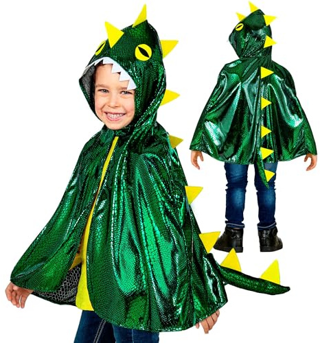 Widmann 10278 – Barndräkt drake kappa, kappa med huva, dinosaurie, brandförvaring, djur, temafest, karneval