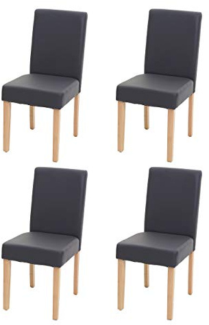 Mendler 4er-Set Esszimmerstuhl Littau - Kunstleder, grau matt, helle Beine | Stuhl, Küchenstuhl, FSC®-Zertifiziert