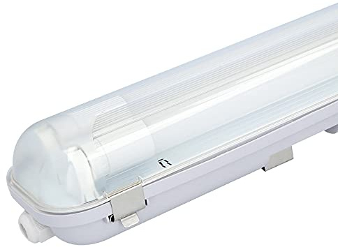 HOFTRONIC - Luminaire LED TL 60 cm double complet - Étanche IP65 - 6000K lumière du jour blanc - 18W 1980 lumens - 110lm/W Flickfree-connectable - Incl. LED TL Tube T8 G13