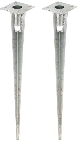 Alberts 663643 Einschlag-Bodenhülse | für Stahlrohr-Zaunpfosten | feuerverzinkt | Länge 750 mm | für Pfosten-Ø 38 mm | 2er Set