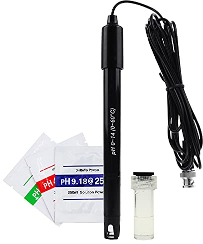 DANOPLUS 300 cm lang Kabel Elektrode Austauschbare pH-Sonde (0-14 pH), BNC-Anschluss mit 6 Pakete Kalibrierpulver