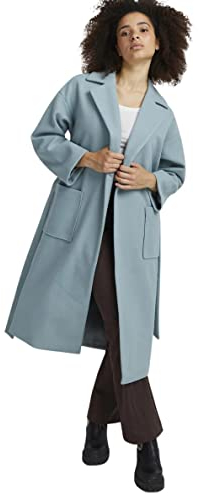 ICHI IHJANNET JA2 Damen Wintermantel Wollmantel Winterjacke mit Reverskragen Taschen und Gürtel, Größe:40, Farbe:Abyss (164404)