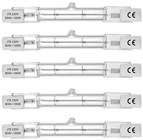 VINBE ECO HaloLine Halogenröhre, Sockel R7S, T3 Halogenröhrenlampe, 230V, 80W=100W, 78mm, warmweiß - 2800K (5 Stück)