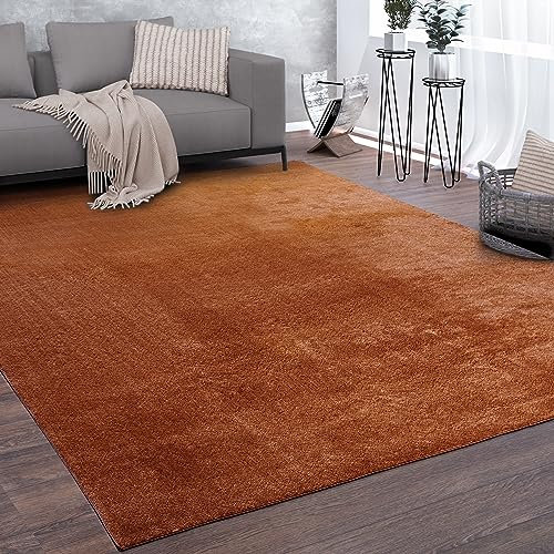 Paco Home Alfombra Salón Pelo Corto Monocolor Moderna Suave Naranja, tamaño:60x100 cm