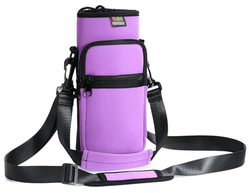 Nuovoware Wasserflasche Tragetasche, 750ml, Taro-Lila | Verstellbare Schulter Hand Strap, 2 Taschen, Neopren Sleeve, Für Wandern Reisen