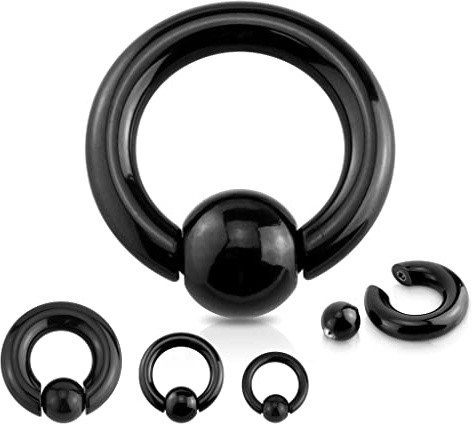 Federkugelring BLACK 3,0-10,0 mm aus schwarzem Chirurgenstahl GRÖßENWAHL BCR Piercingring Intimpiercing (Dicke: 5,0 mm | Innendurchmesser: 12 mm)