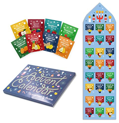 Calendario de Adviento 2025 de Té de Acorus, 24 Bolsitas de Te Navidad para la Cuenta Atrás, Calendario Adviento 2025 - Idea de Regalo para el Período Festivo de Invierno