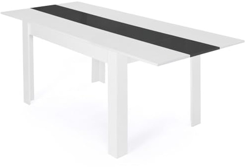 IDMarket – Mesa de comedor extensible rectangular Georgia 6-10 personas, color blanco y gris 140-220 x 90 cm