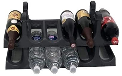 KLASMANN Flaschenregal X12 - Modernes, stabiles und feuchtigkeitsbeständiges Regal für 1,5 L Behälter - Schnelles Zusammenstecken - 12 Flaschen - 30cm x 20cm x 40cm - Bodenstehend - Schwarz