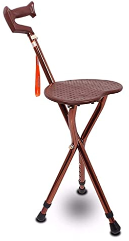 Gehstock-Krücke, zusammenklappbarer Teleskophocker, Aluminiumstuhl, dreibeiniger, rutschfester Gehstock-Hocker, leichter Gehhilfe, geeignet für ältere Menschen, Krücke-11.19 Comfortable anniversary