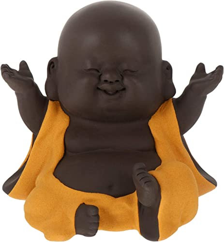 Ornament Figur Home & Office Dekorationbuddha Statue Dekoration Buddah Lachen Buddah Statut Smile Buda Skulptur Little süße kleine kleine Babymönch Figur Dekor Ornamente Geschenk rot ( Color : Giallo