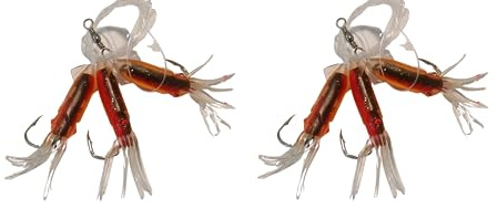 Set 2 Dorschvorfächer von Behr Gummi Octopus 3 Arme Leuchtend Tintenfisch Norwegen fertig montiert Länge 150cm, Hakengröße 6/0, Schnurstärke 0,70mm