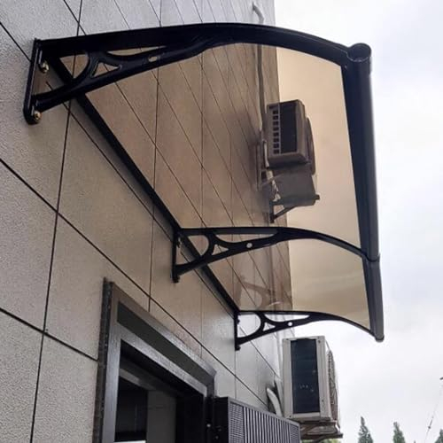 Aluminium Vordach für Haustür,2.5mm Haustürdach Garten Überdachung Pultvordach Türvordach,Veranda Schatten Fenster Markise,Gewölbte Polycarbonat-Pultbogenvordach,Dachabdeckung,A-100x160cm/39x63