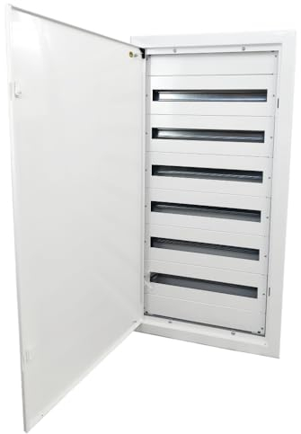 Doktorvolt Scatola di distribuzione a incasso, scatola di fusibili, 144 moduli, 6 file, con porta bianca, IP30, IK07, per installazione in casa