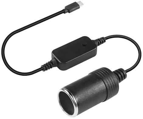 CERRXIAN 1 piede USB C maschio ad adattatore per accendisigari da tipo C a cavo di alimentazione per accendisigari Uscita tensione regolabile 5V-9V-12V-15V-20V PD Cavo di ricarica rapida Potenza 60 W